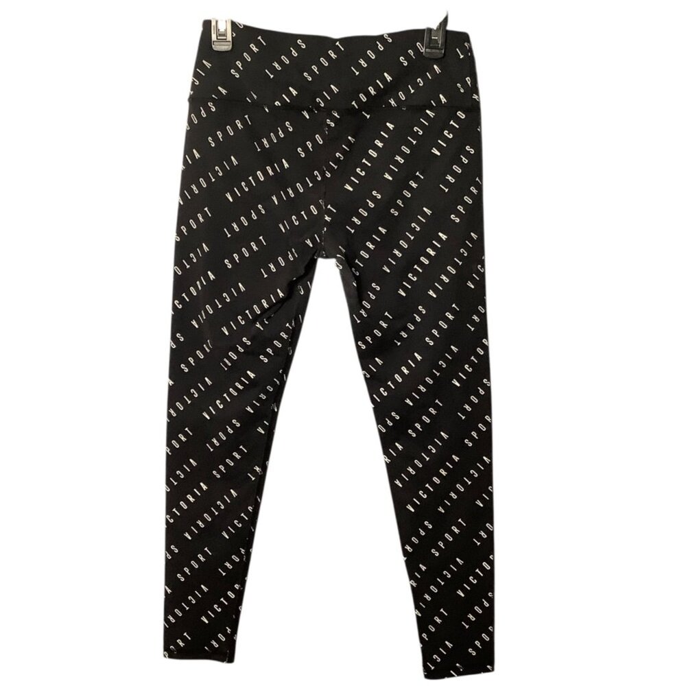 Victoria Sport Black Logo Print High-Waisted Leggings Women Medium